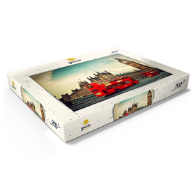 Alternative Darstellung des Puzzle-Motivs Roter Doppeldeckerbus vor dem Big Ban und Westminster Abbey, London, England – Puzzleteile: 200