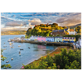 Darstellung des Puzzle Motivs Blick auf Portree vor Sonnenuntergang, Isle of Skye, Schottland - Puzzleteile: 1000