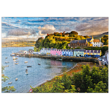 puzzleplate Blick auf Portree vor Sonnenuntergang, Isle of Skye, Schottland 200 Puzzle