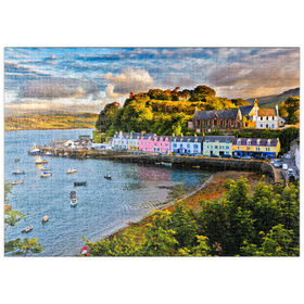Darstellung des Puzzle-Motivs Blick auf Portree vor Sonnenuntergang, Isle of Skye, Schottland – Puzzleteile: 500