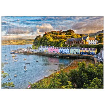 puzzleplate Blick auf Portree vor Sonnenuntergang, Isle of Skye, Schottland 500 Puzzle