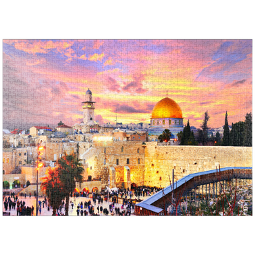 puzzleplate Skyline der Altstadt an der Westmauer und dem Tempelberg in Jerusalem, Israel 1000 Puzzle