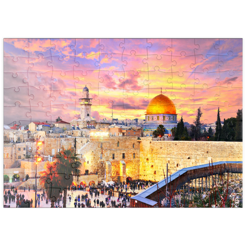 puzzleplate Skyline der Altstadt an der Westmauer und dem Tempelberg in Jerusalem, Israel 100 Puzzle