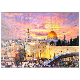 Darstellung des Puzzle Motivs Skyline der Altstadt an der Westmauer und dem Tempelberg in Jerusalem, Israel - Puzzleteile: 200