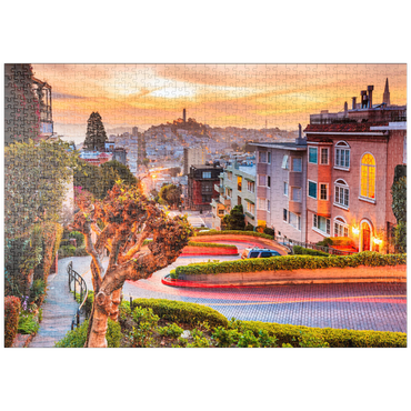 puzzleplate Die berühmte Lombard Street in San Francisco bei Sonnenaufgang 1000 Puzzle