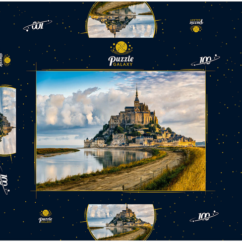 Morgenblick auf den Mont Saint-Michel - Frankreich 100 Puzzle Schachtel 3D Modell