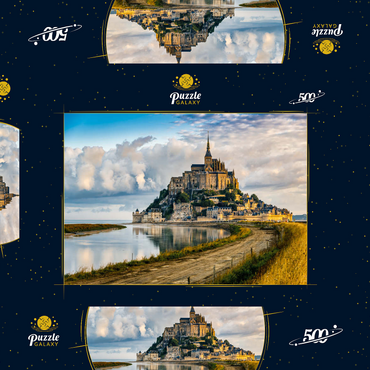 Morgenblick auf den Mont Saint-Michel - Frankreich 500 Puzzle Schachtel 3D Modell
