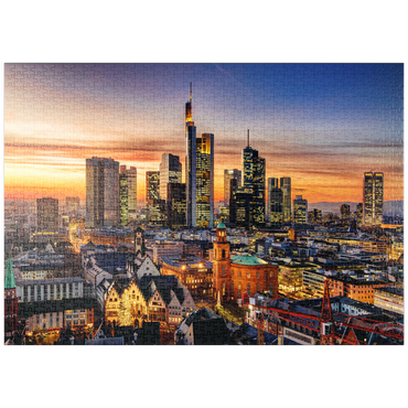 puzzleplate Frankfurt am Main bei Nacht, Deutschland 1000 Puzzle