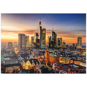 Darstellung des Puzzle Motivs Frankfurt am Main bei Nacht, Deutschland - Puzzleteile: 1000