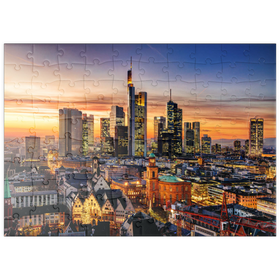 Darstellung des Puzzle-Motivs Frankfurt am Main bei Nacht, Deutschland – Puzzleteile: 100