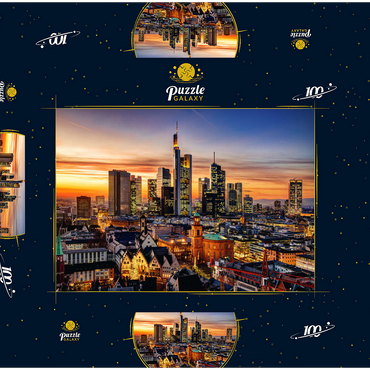 Frankfurt am Main bei Nacht, Deutschland 100 Puzzle Schachtel 3D Modell