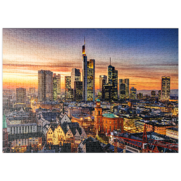 puzzleplate Frankfurt am Main bei Nacht, Deutschland 500 Puzzle