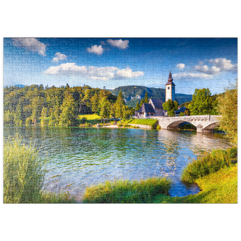 puzzleplate Kirche St. Johannes der Baptist, Bohinj-See, Slowenien 500 Puzzle