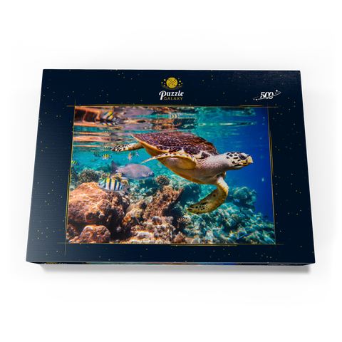 Hawksbill Turtle, Karettschildkröte, Malediven 500 Puzzle Schachtel Ansicht3