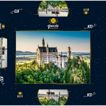 Schloss Neuschwanstein, Bayern, Deutschland 100 Puzzle Schachtel 3D Modell