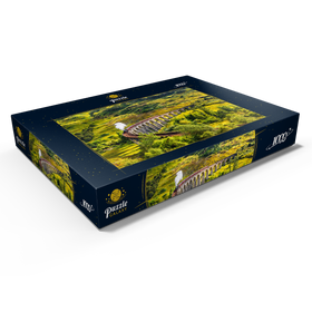 Darstellung des Puzzle Motivs Glenfinnan Railway Viaduct mit Jacobite-Dampfzug, Schottland - Puzzleteile: 1000