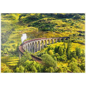 Darstellung des Puzzle Motivs Glenfinnan Railway Viaduct mit Jacobite-Dampfzug, Schottland - Puzzleteile: 1000