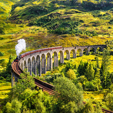 Glenfinnan Railway Viaduct mit Jacobite-Dampfzug, Schottland 1000 Puzzle 3D Modell