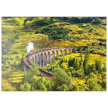 puzzleplate Glenfinnan Railway Viaduct mit Jacobite-Dampfzug, Schottland 100 Puzzle