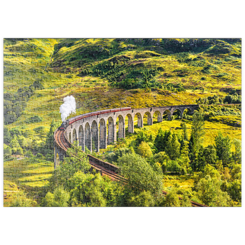 puzzleplate Glenfinnan Railway Viaduct mit Jacobite-Dampfzug, Schottland 500 Puzzle