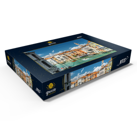 Alternative Darstellung des Puzzle-Motivs Canale Grande mit bunten Fassaden der alten mittelalterlichen Häuser vor der Rialto-Brücke in Venedig, Italien – Puzzleteile: 1000
