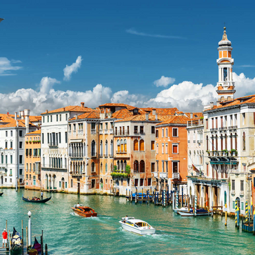 Canale Grande mit bunten Fassaden der alten mittelalterlichen Häuser vor der Rialto-Brücke in Venedig, Italien 100 Puzzle 3D Modell
