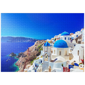 Darstellung des Puzzle-Motivs Die Stadt Oia auf der Insel Santorin, Griechenland – Puzzleteile: 1000