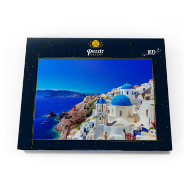 Die Stadt Oia auf der Insel Santorin, Griechenland 100 Puzzle Schachtel Ansicht3