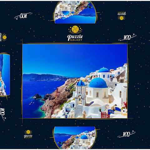 Die Stadt Oia auf der Insel Santorin, Griechenland 100 Puzzle Schachtel 3D Modell