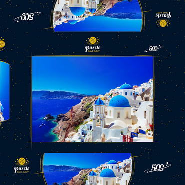 Die Stadt Oia auf der Insel Santorin, Griechenland 500 Puzzle Schachtel 3D Modell