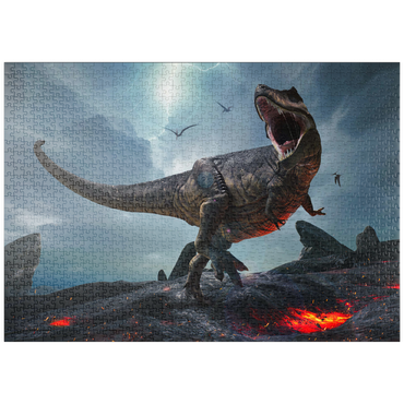 puzzleplate Tyrannosaurus Rex, in einer rauen prähistorischen Welt 1000 Puzzle
