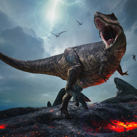 Tyrannosaurus Rex, in einer rauen prähistorischen Welt 100 Puzzle 3D Modell