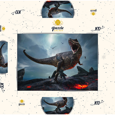 Tyrannosaurus Rex, in einer rauen prähistorischen Welt 100 Puzzle Schachtel 3D Modell