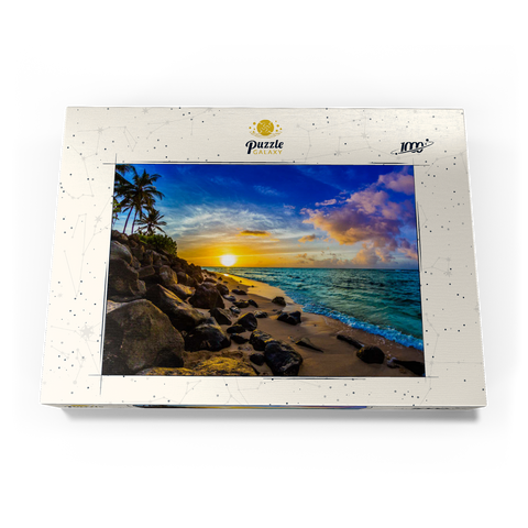 Wunderschöner hawaiianischer Sonnenuntergang an der Nordküste von Oahu 1000 Puzzle Schachtel Ansicht3
