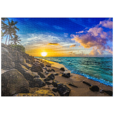 puzzleplate Wunderschöner hawaiianischer Sonnenuntergang an der Nordküste von Oahu 1000 Puzzle