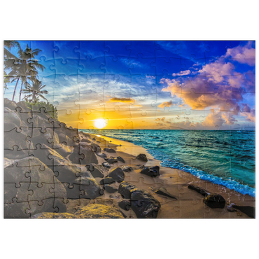 puzzleplate Wunderschöner hawaiianischer Sonnenuntergang an der Nordküste von Oahu 100 Puzzle