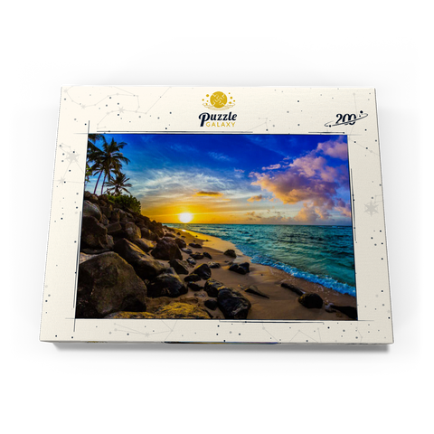 Wunderschöner hawaiianischer Sonnenuntergang an der Nordküste von Oahu 200 Puzzle Schachtel Ansicht3