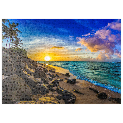 puzzleplate Wunderschöner hawaiianischer Sonnenuntergang an der Nordküste von Oahu 500 Puzzle