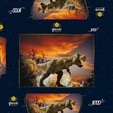 Dinosaurier-Kunstgebirgslandschaft 1000 Puzzle Schachtel 3D Modell