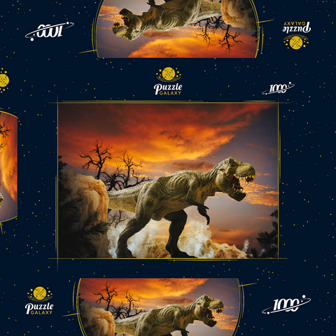 Dinosaurier-Kunstgebirgslandschaft 1000 Puzzle Schachtel 3D Modell