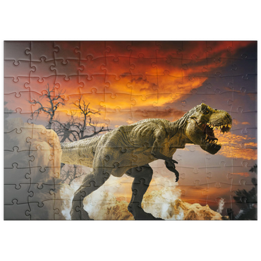puzzleplate Dinosaurier-Kunstgebirgslandschaft 100 Puzzle