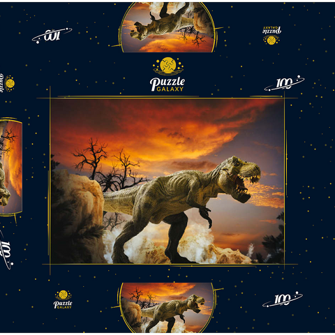 Dinosaurier-Kunstgebirgslandschaft 100 Puzzle Schachtel 3D Modell