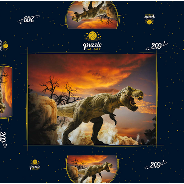 Dinosaurier-Kunstgebirgslandschaft 200 Puzzle Schachtel 3D Modell