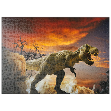 puzzleplate Dinosaurier-Kunstgebirgslandschaft 500 Puzzle