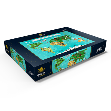 Weltkarte mit Tieren und Vögeln 1000 Puzzle Schachtel Ansicht1