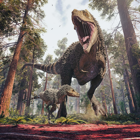  Tyrannosaurus Rex und sein Jungtier 100 Puzzle 3D Modell
