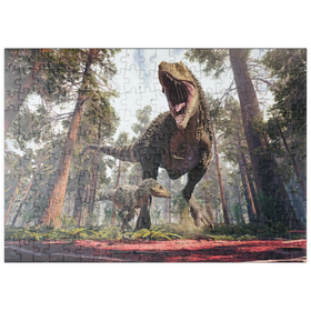 Darstellung des Puzzle-Motivs Tyrannosaurus Rex und sein Jungtier – Puzzleteile: 200