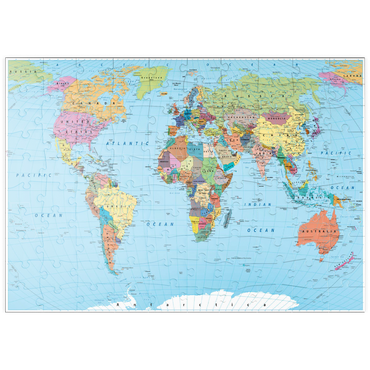 puzzleplate Farbige Weltkarte - Grenzen, Länder, Straßen und Städte 100 Puzzle