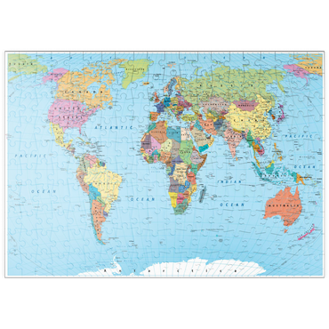 puzzleplate Farbige Weltkarte - Grenzen, Länder, Straßen und Städte 200 Puzzle