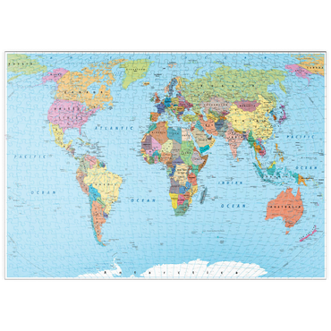 puzzleplate Farbige Weltkarte - Grenzen, Länder, Straßen und Städte 500 Puzzle